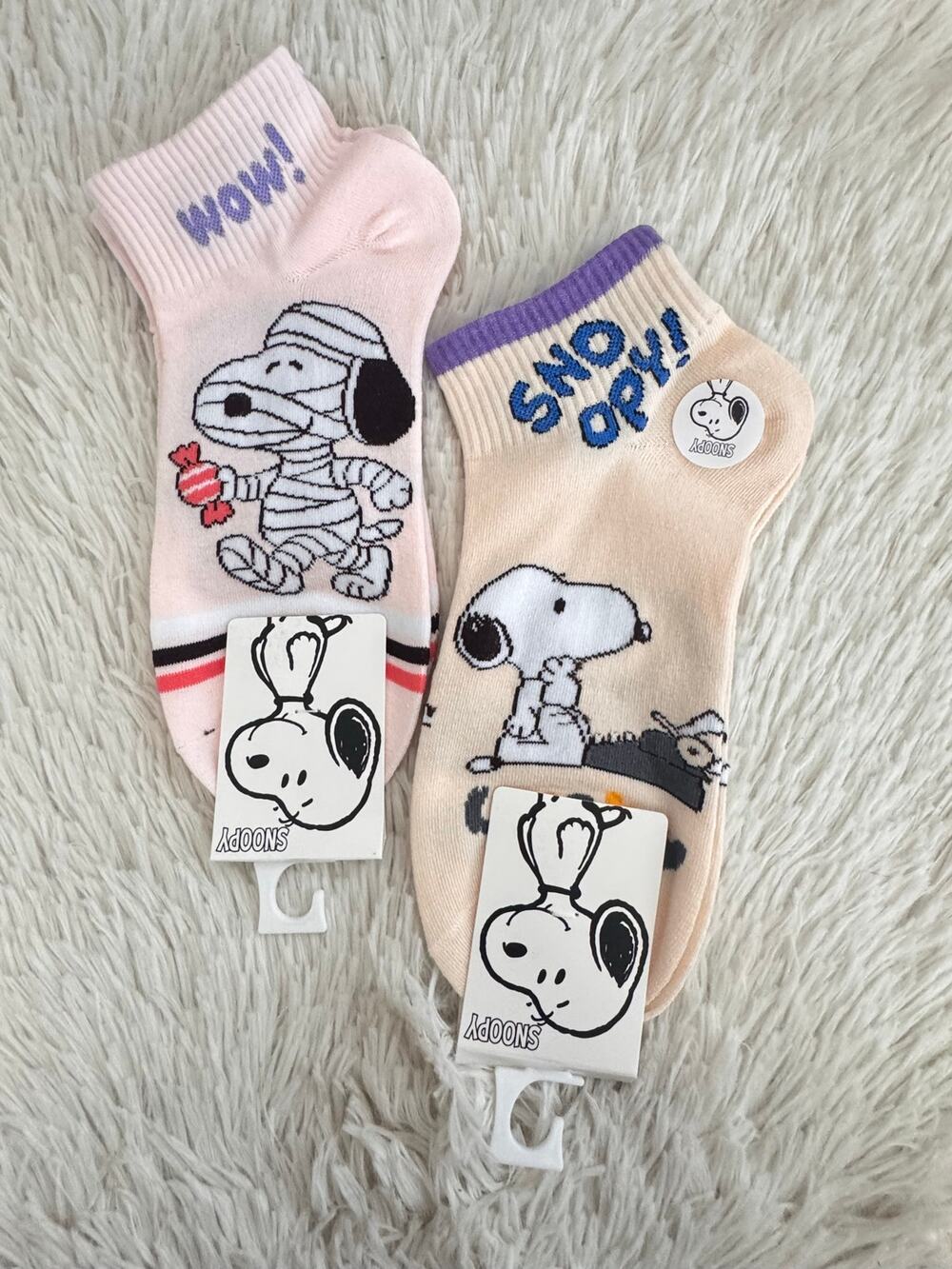 Snoopy ankle socks set of 2 with Snoopy graphic cotton blend